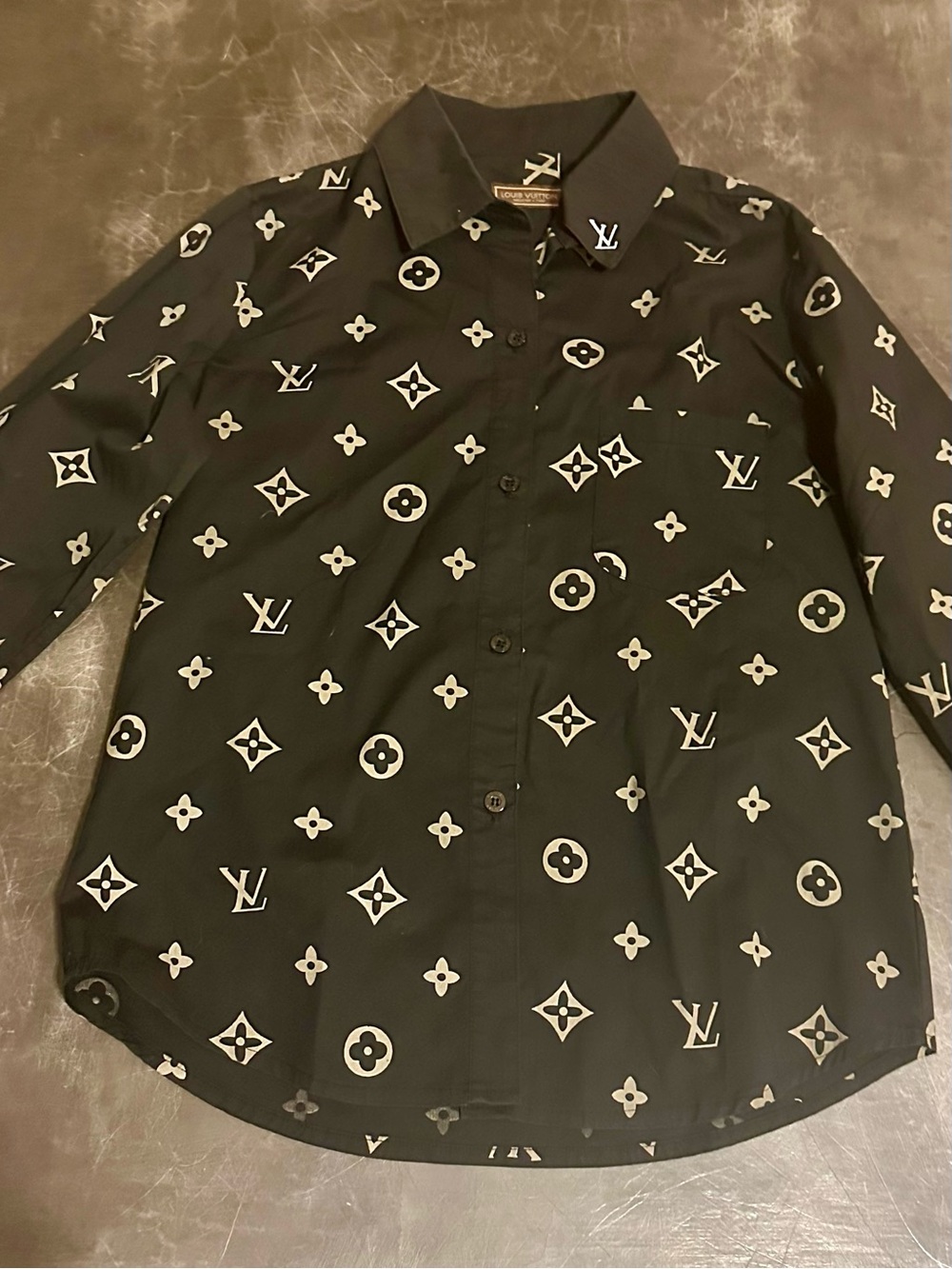 LV Black Monogram Button-Up Shirt